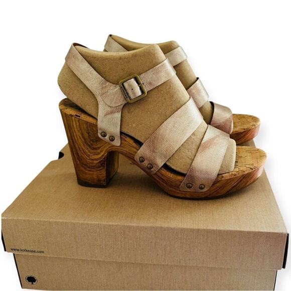 NEW KORK-EASE Della Slingback Platform Sandal In Light Gold Size 11M - Picture 2 of 6